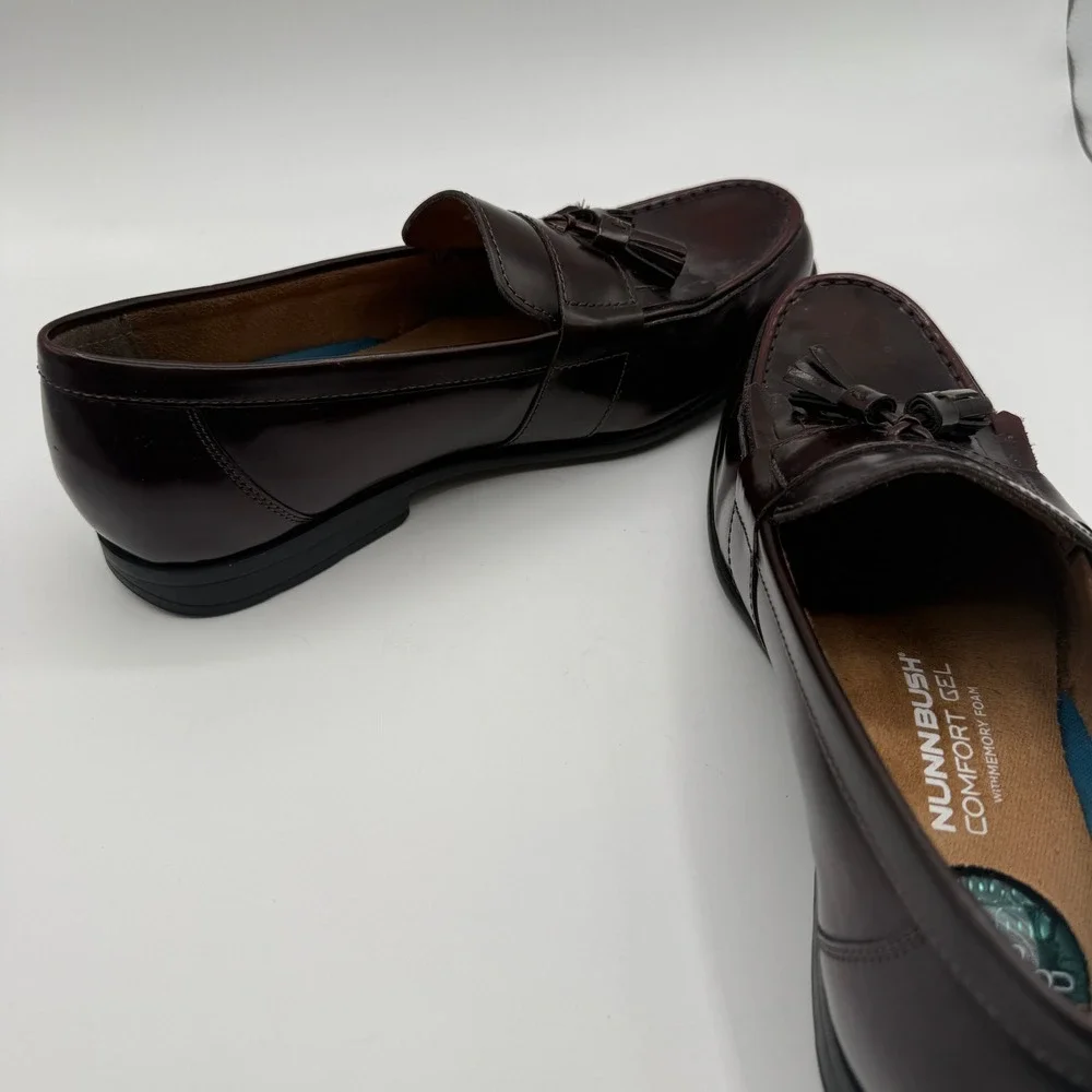 Nunn‎ Bush Loafers Mens 8.5M Burgundy Tassel Kiltie Comfort Gel Dress Shoes